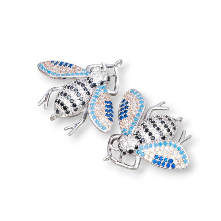 Bronze-Verbindungsstücke mit Zirkonia-Bienen Set mit 2 Ringen 30 x 28 mm 4 Stück Modell 9