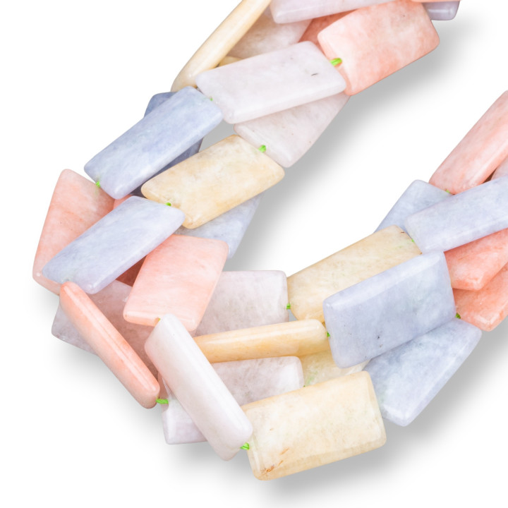 Jade Beryl Morganite Plat Rectangle Lisse 14x26mm