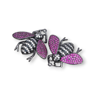 Colgantes De Bronce Con Circonitas Conjunto Abejas Con 1 Anillo 30x25mm 4pcs Rojo Bruñido