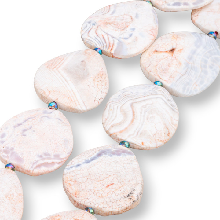 Agata Fuoco Piastra Piatta Sfaccettata 45x50mm Rosa Arancio