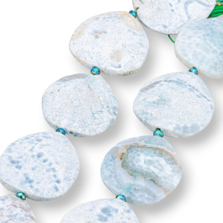 Agate Fire Plate Faceted Plate 45x50mm Green