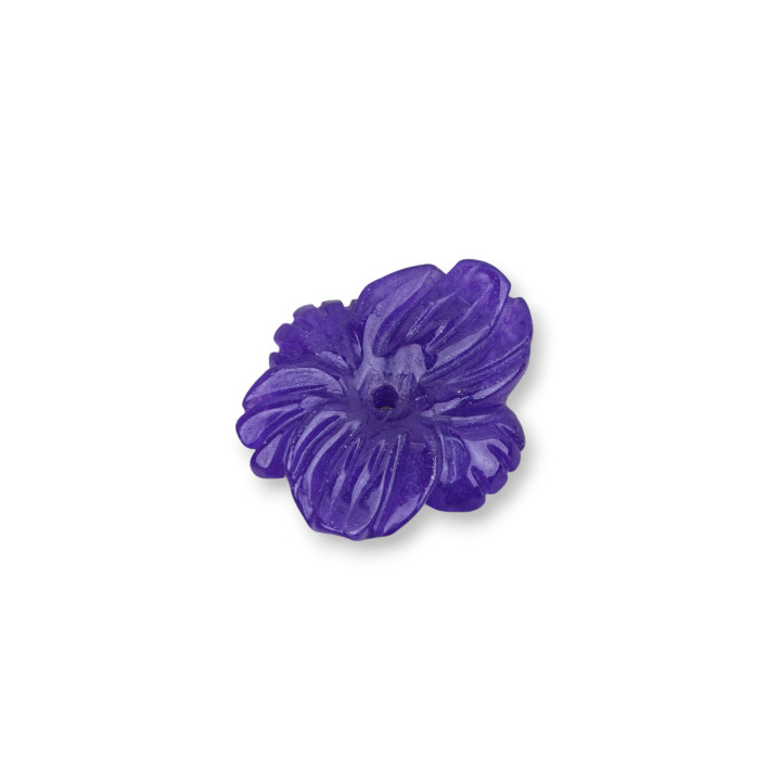 Burma Jade Component Engraved Plate 1pc Flower 35x30mm Purple