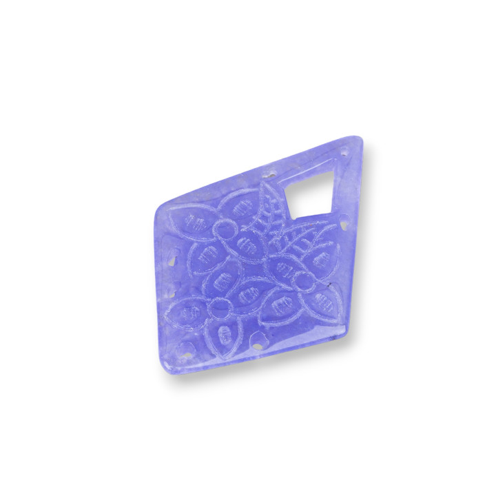 Placa Grabada Componente De Jade Birmano 1 Pieza Rombo 43x55mm Lila