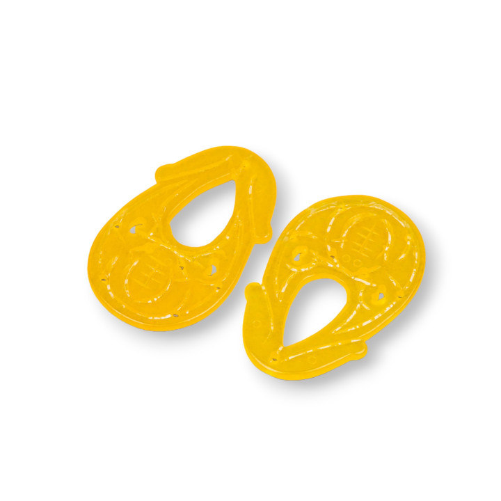 Burma Jade Component Engraved Plate 2pcs 25x40mm Yellow