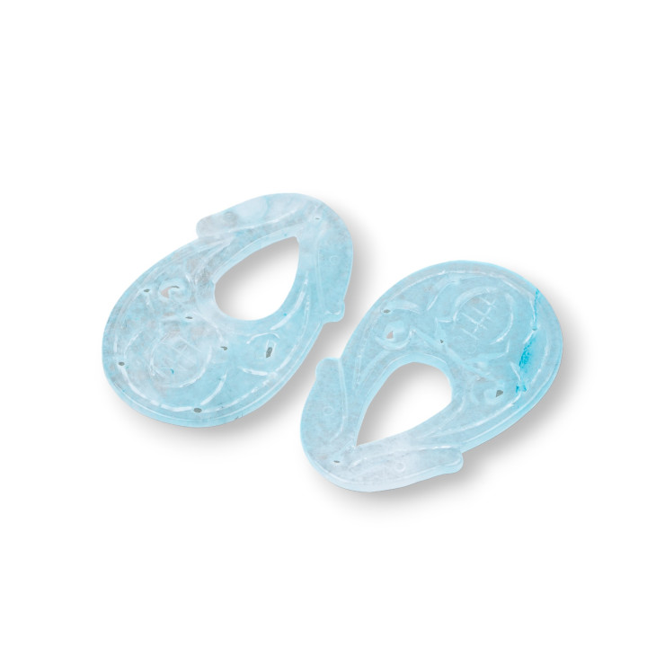 Burma Jade Component χαραγμένο πιάτο 2τμχ 25x40mm Τυρκουάζ