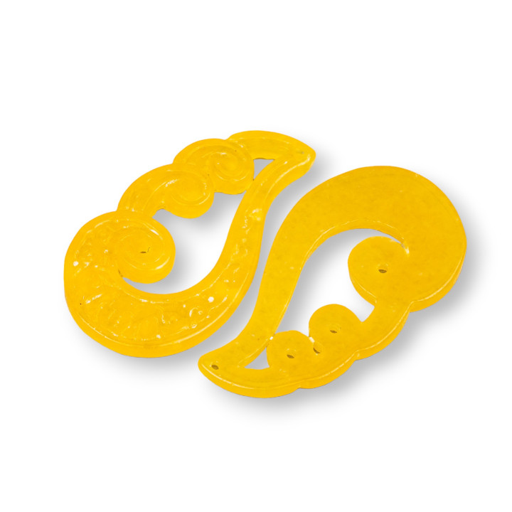 Jade Birman Composant Plaque Gravée 2pcs 27x50mm Jaune