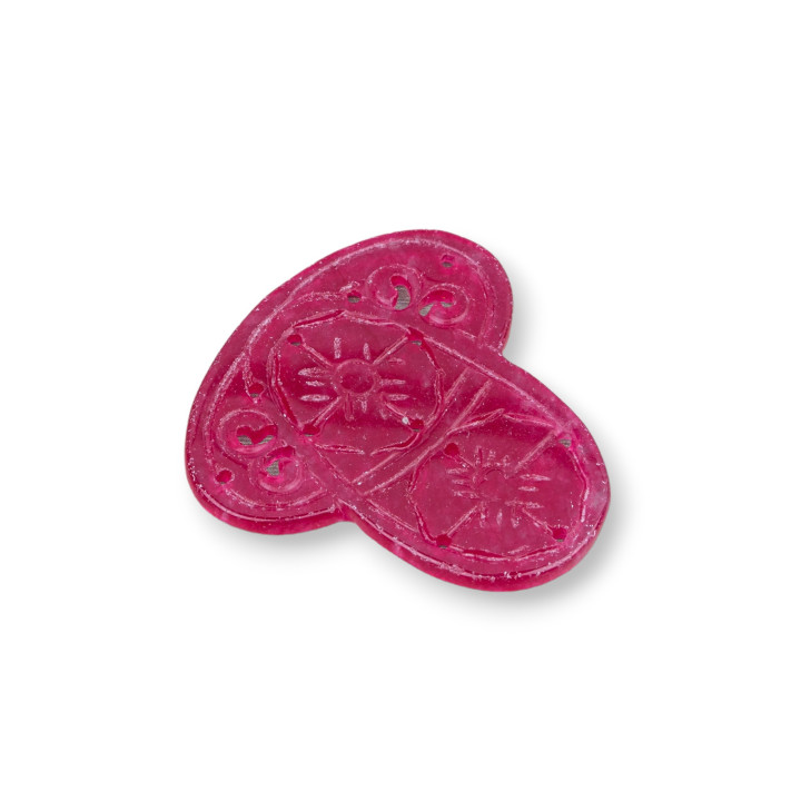 Jade Birman Composant Gravé Plaque 2pcs 37-40mm Fuchsia