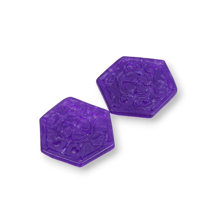 Composant Jade Birman Plaque Gravée 2pcs Hexagone 30mm Violet