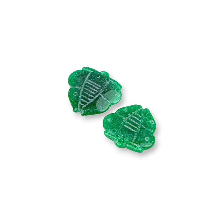 Burma Jade Component Engraved Plate 2pcs Butterfly 20-22mm Green