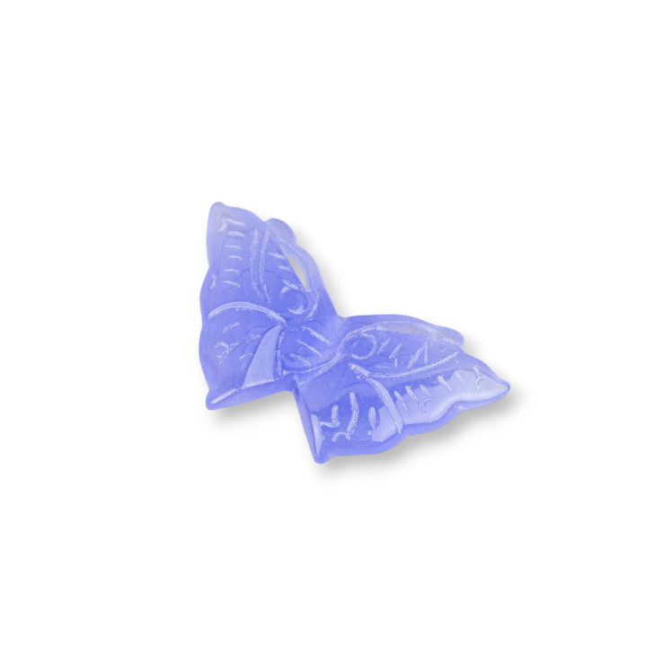 Jade Birman Composant Gravé Plaque 2pcs Papillon 25x45mm Lilas