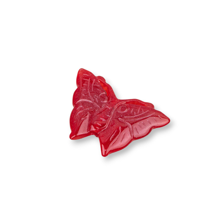 Jade Birman Composant Gravé Plaque 2pcs Papillon 25x45mm Rouge