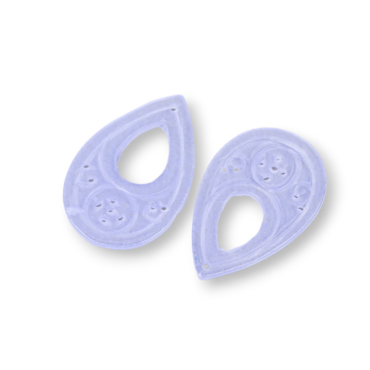 Componente de jade birmano placa grabada 2 uds gota 27x43mm lila
