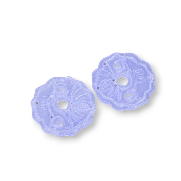 Jade Birman Composant Plaque Gravée 2pcs Ronde 28mm Lilas