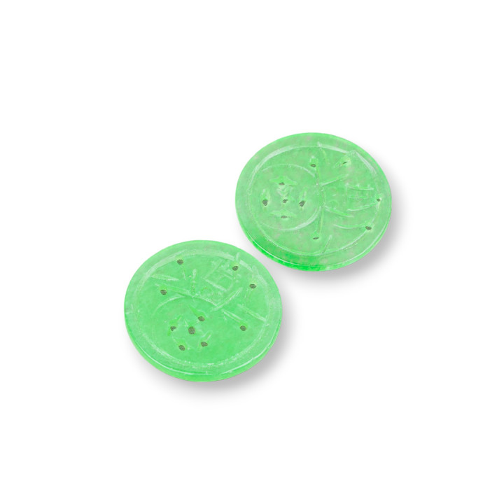 Componente Di Giada Burma Inciso Piastra 3pz Tondo 23-25mm Verde