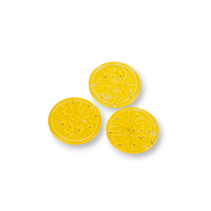 Burma Jade Component Engraved Plate 4pcs Round 19-21mm Yellow