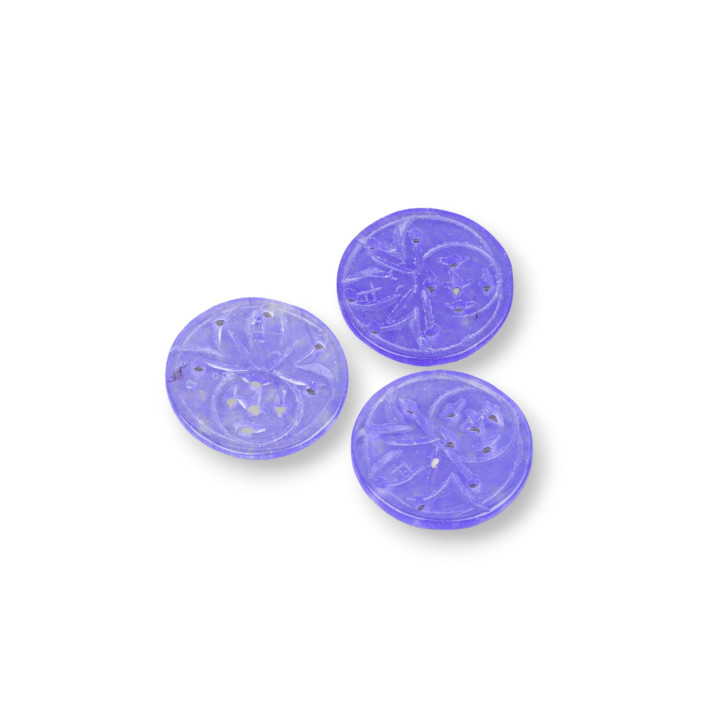 Jade Birman Composant Plaque Gravée 4pcs Ronde 19-21mm Lilas