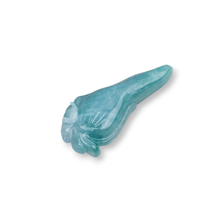 Componente de jade birmano grabado 1 pieza elemento de fantasía 20x50mm sin agujero