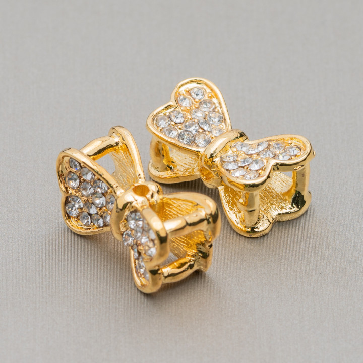 Abstandshalter aus Messingbogen mit Strasssteinen 11x20mm 8Stk Golden