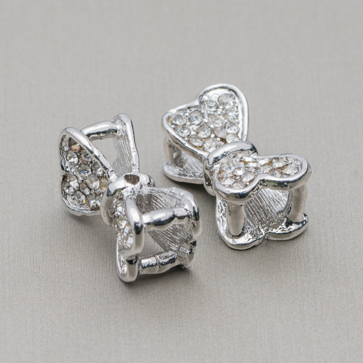 Komponente Spacer Messingschleife mit Strass 11x20mm 8St Rhodium