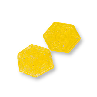 Burma Jade Component χαραγμένο πιάτο 2τμχ Εξάγωνο 30mm Κίτρινο