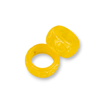 Componenti Di Giada Burma Incisa Anello 25x12mm 3pz Giallo