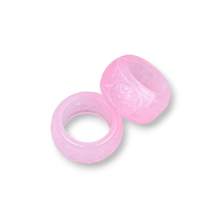 Burma Jade Components Χαραγμένο δαχτυλίδι 25x12mm 3τμχ Ροζ