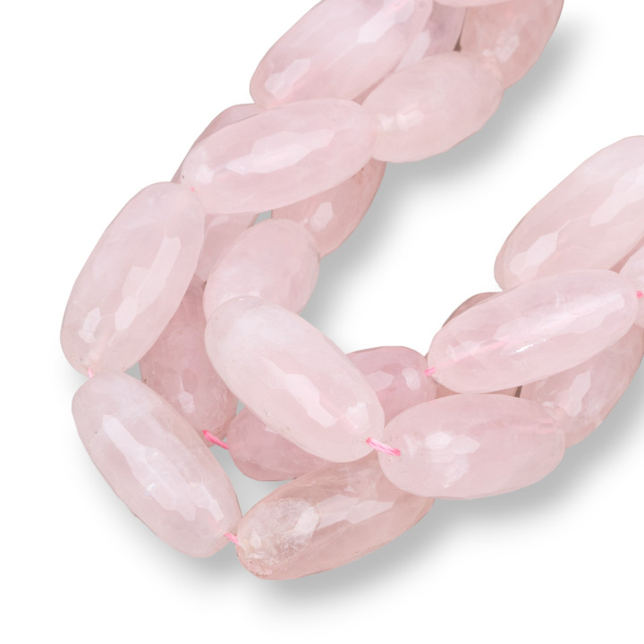Rosenquarz facettierter Reis 14x30mm