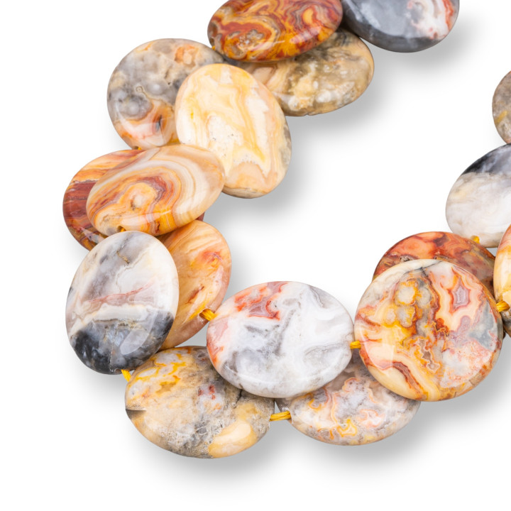 Jaspe Picasso Jaune Plat Rond Facette 25mm