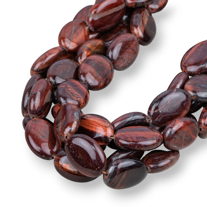 Natürliches rotes Tigerauge, flach, oval, 13 x 18 mm