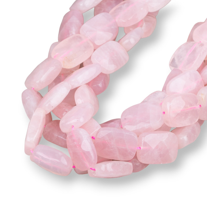 Quarzo Rosa Rettangolo Piatto Sfaccettato 15x20mm