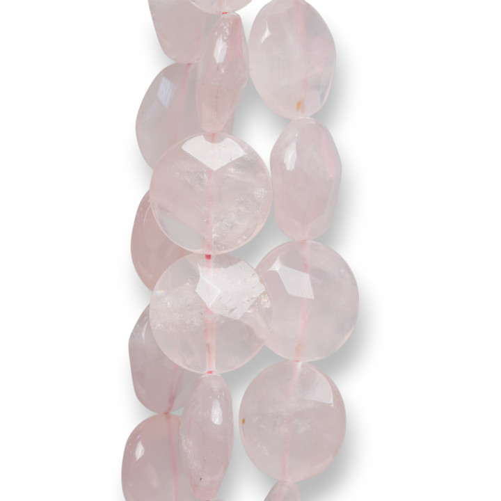 Quartz Rose Rond Plat Facette 25mm 12pcs Clair