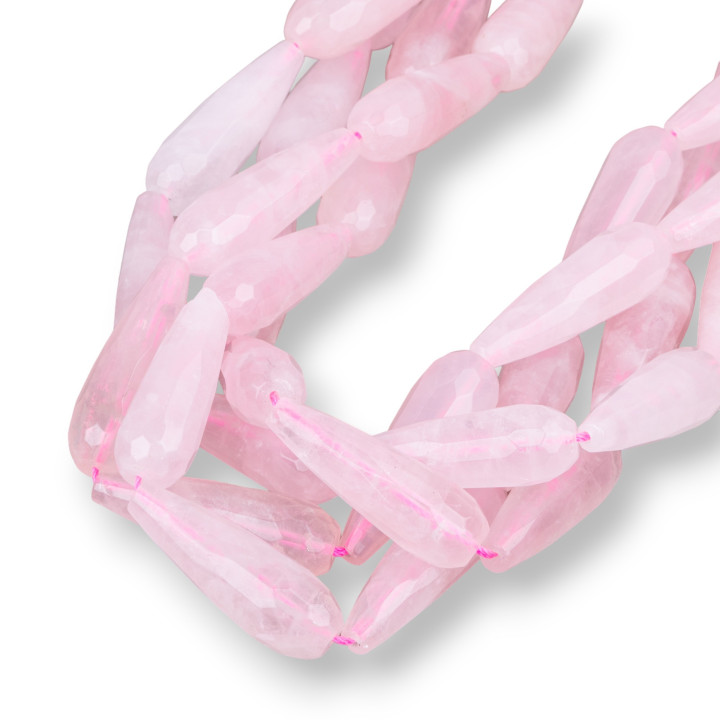 Rosenquarz facettierte Briolette-Tropfen 10x30mm