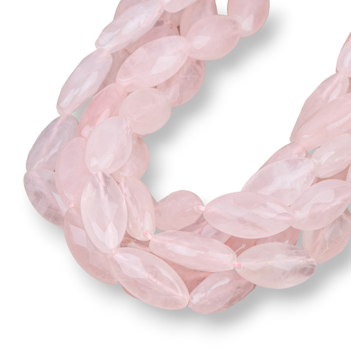 Cuarzo Rosa Ovalado Plano Facetado 10x20mm Transparente