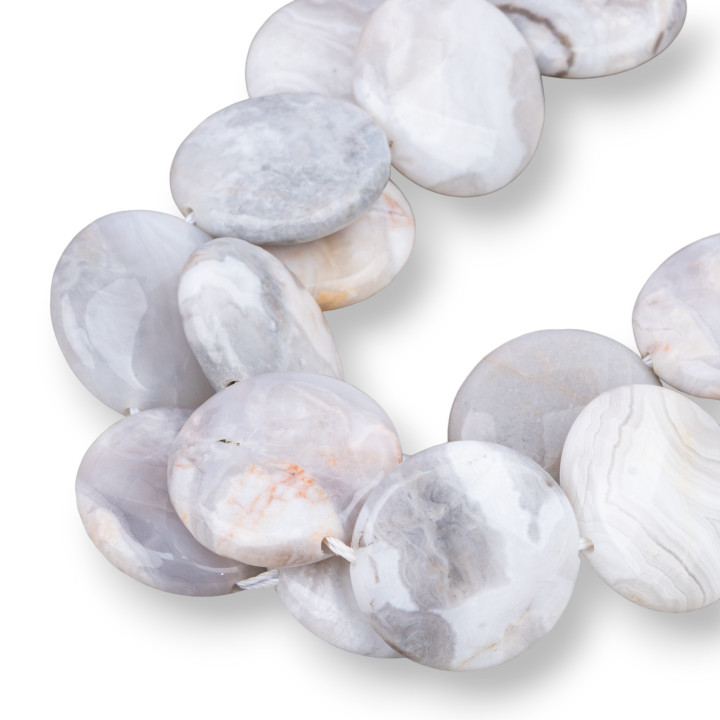 White Labradorite Round Flat Faceted 25mm