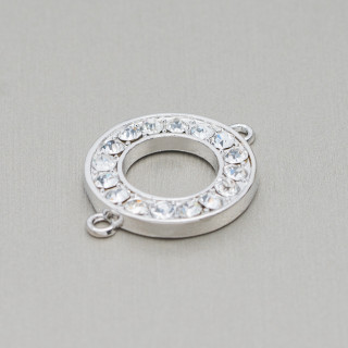 Conector Componente Laton Con Strass 2 Anillos 18mm 9pcs