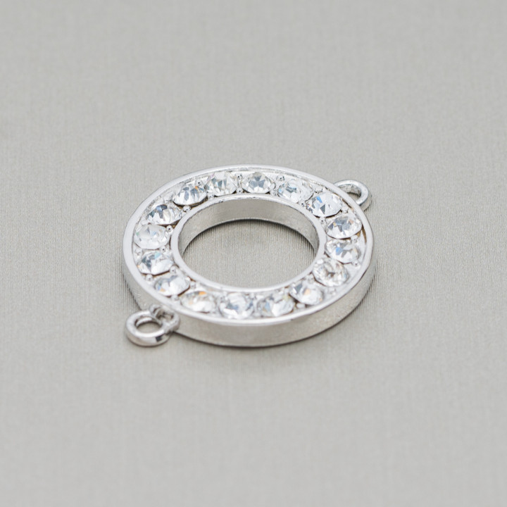 Connecteur Composant Laiton Avec Strass 2 Anneaux 25mm 6pcs