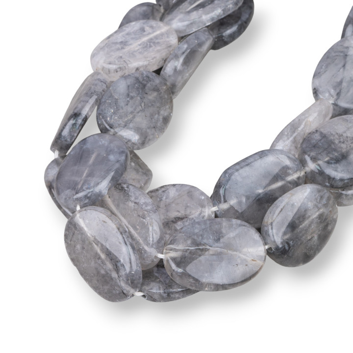 Cuarzo Gris Plano Ovalado Ondulado 18x25mm