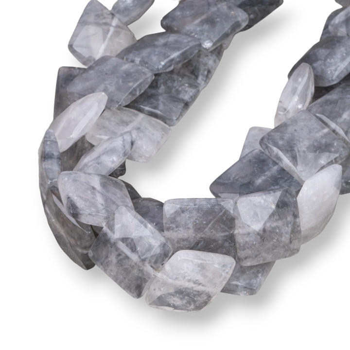 Gray Quartz Square Flat Faceted 20mm