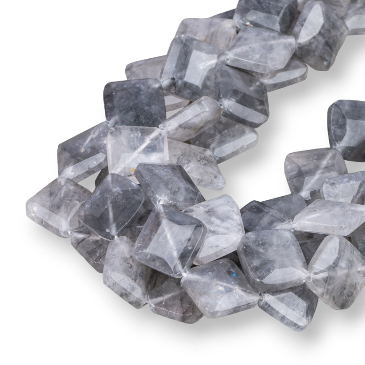 Cuarzo Gris Rombo Plano Facetado 16mm