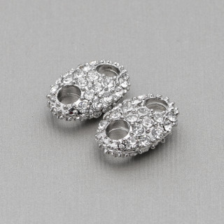 Ορειχάλκινος Σύνδεσμος Στοιχείου Marine Mesh With Rhinestones 17x25mm 16τμχ