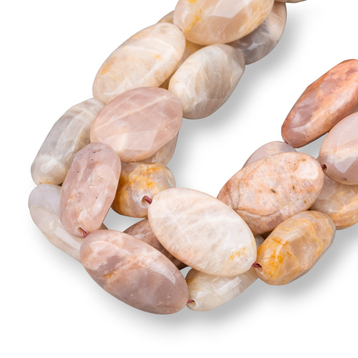 Pierre de Lune Rose Ovale Plate Facette 15x25mm Brute