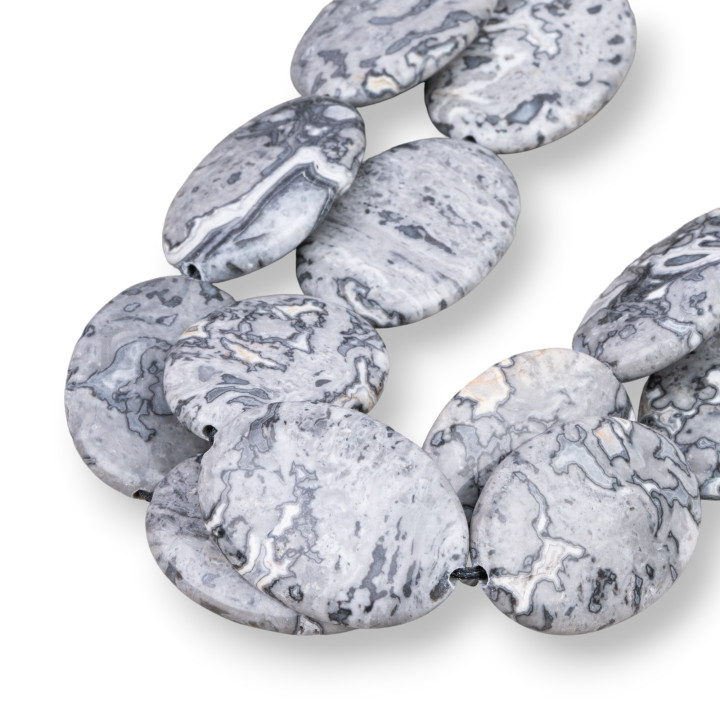 Agate Fossil Oval Flat 25x35mm