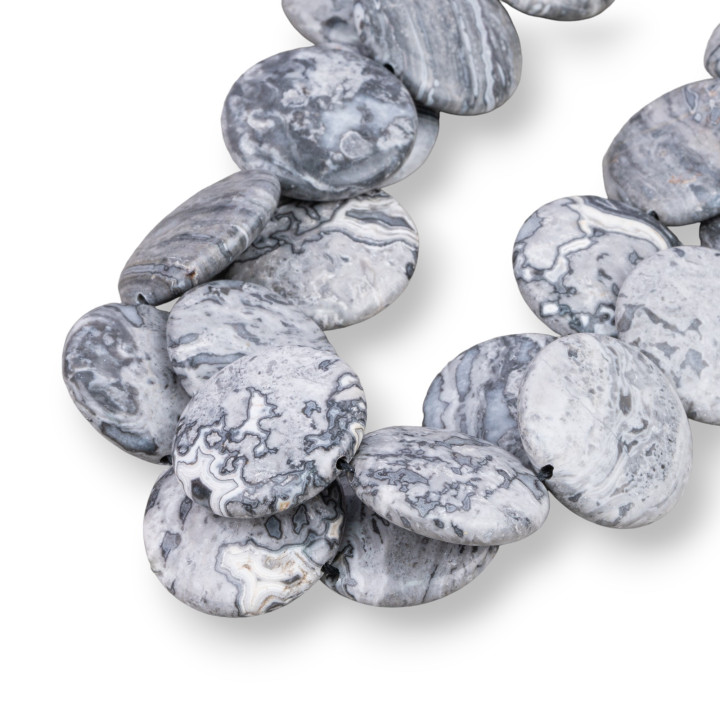 Flacher runder fossiler Achat glatt 35 mm