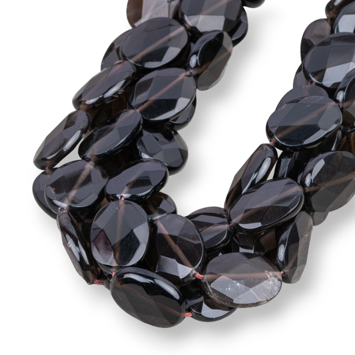 Smoky Quartz Oval Flat Faceted 15x20mm