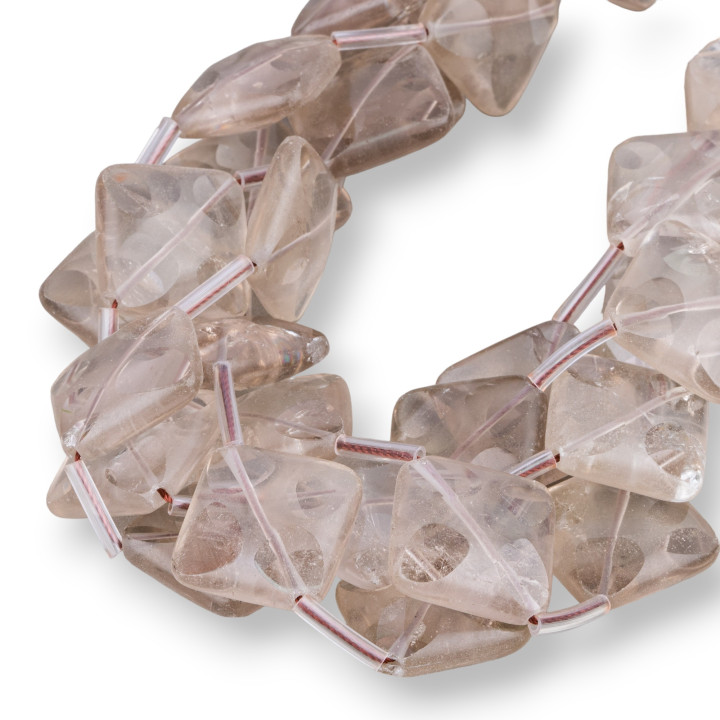 Smoky Quartz Satin Matte Flat Rhombus Faceted 25mm 10pcs