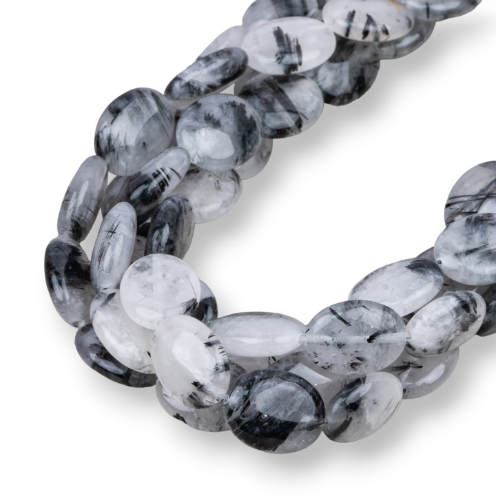 Cuarzo Rutilado Negro (Cuarzo Turmalina Graffiti) Plano Ovalado 12x16mm