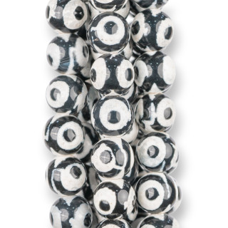 Agata Tibetana Liso Redondo 10mm Circulo Negro