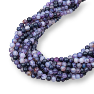 Agate Violette Ronde Lisse Rayée 04mm