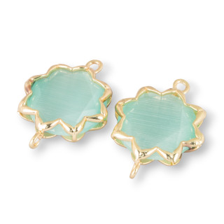 Cat Eye Laiton Composant Connecteur Morning Star 16mm 8pcs Eau