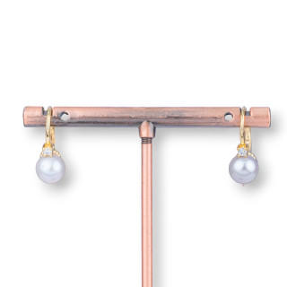 Orecchini Perno Chiuso Di Argento 925 Con Perle Di Fiume 7,5mm 12x13mm Dorato Grigio